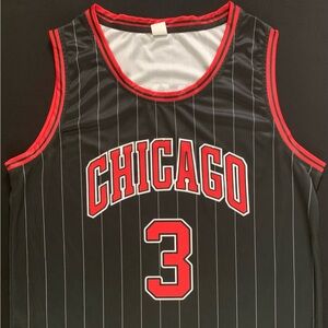 Andre Drummond Chicago #3 Black & Red Pinstriped Custom Jersey Tank Top Men’s L